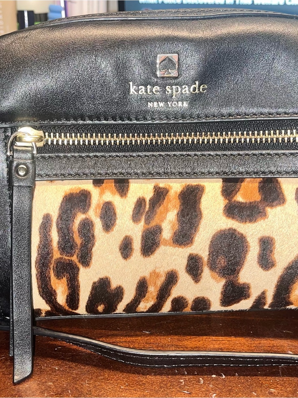 kate spade Black & Leopard Print Crossbody